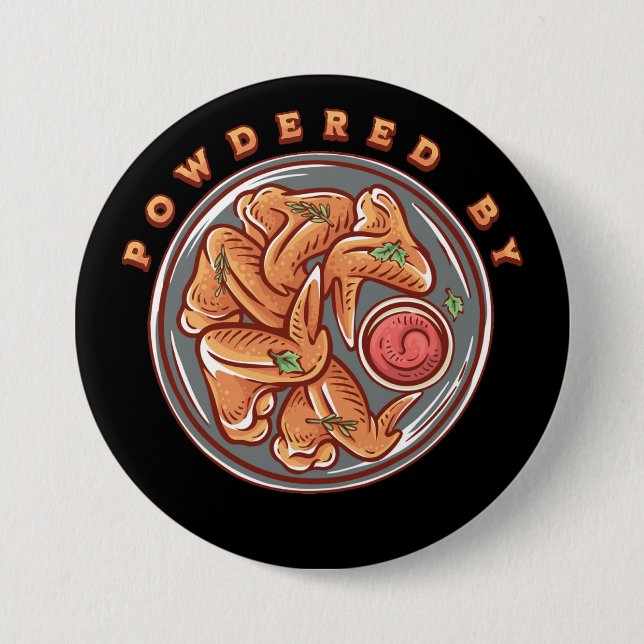 Badge Rond 7,6 Cm Alimenté par des ailes de poulet (Devant)