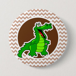 Badge Rond 7,6 Cm Alligator ; Brown Chevron