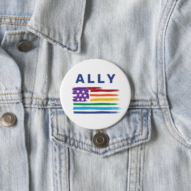 Badge Rond 7,6 Cm Ally Artistic Rainbow (En situation)