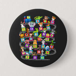 Badge Rond 7,6 Cm Alphabet Animal ABC's Learning Round