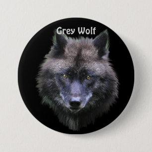 Badge Rond 7,6 Cm Amateur de faune du loup gris