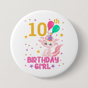 Badge Rond 7,6 Cm Amateurs Axolotl Anniversaire Fille Salamander Amp