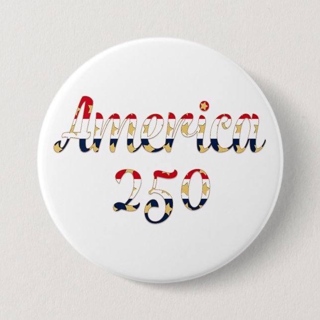 Badge Rond 7,6 Cm America 250  red white blue gold  (Devant)