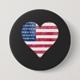 Badge Rond 7,6 Cm American flag in heart