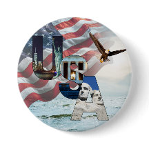 American Landmark USA Flag Sea and Bald Eagle 3"