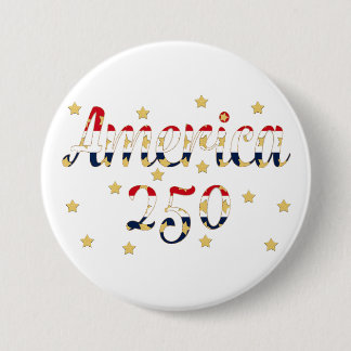 Badge Rond 7,6 Cm Amérique 250 rouge blanc bleu or