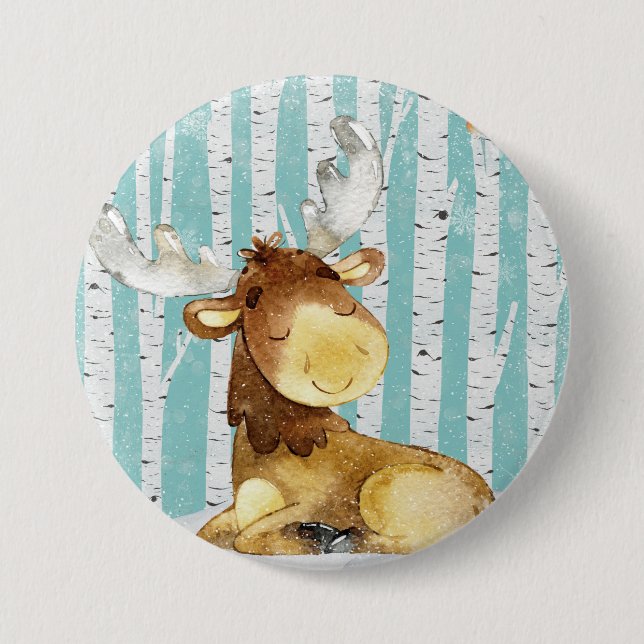 Badge Rond 7,6 Cm Amis animaux de région boisée dans des cerfs (Devant)
