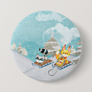 Badge Rond 7,6 Cm Amis de région boisée d'hiver - illustration de
