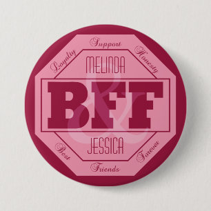 Badge Rond 7,6 Cm Amitié de BFF - noms faits sur commande - boutons