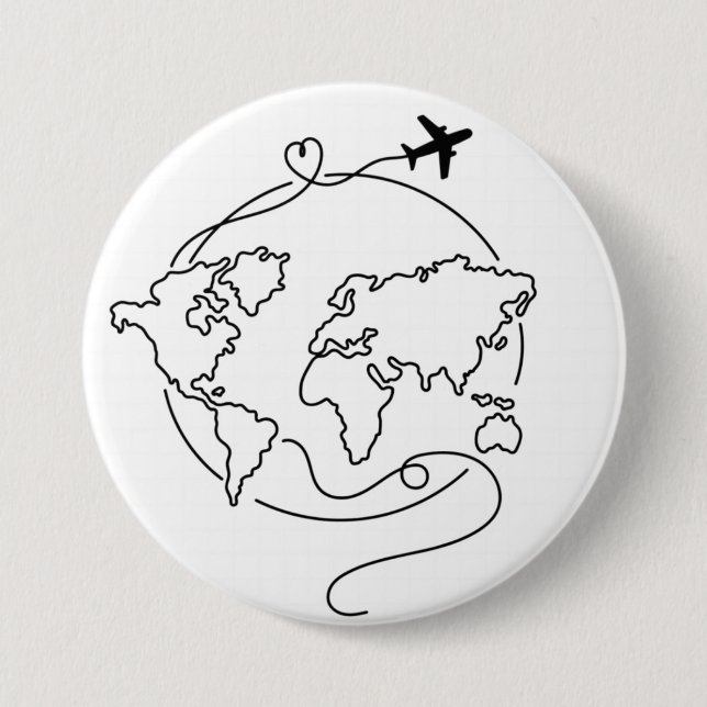 Badge Rond 7,6 Cm 🌍 Amour autour du monde ✈️ (Devant)