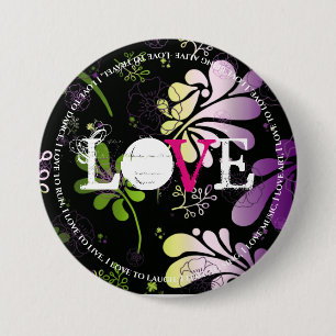 Badge Rond 7,6 Cm Amour, avec un fil de texte amusant sur arrière -