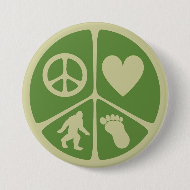 Badge Rond 7,6 Cm Amour Bigfoot de paix (Devant)