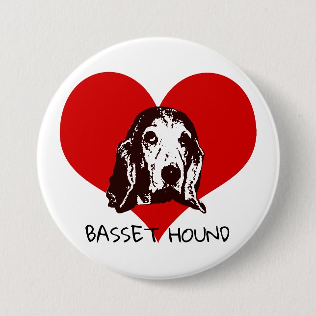 Badge Rond 7,6 Cm Amour de Basset Hound (Devant)