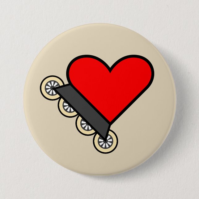 Badge Rond 7,6 Cm Amour de patin patinant - grand bouton (Devant)