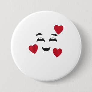 Badge Rond 7,6 Cm Amour drôle souriant Emojis Coeurs Halloween Amour