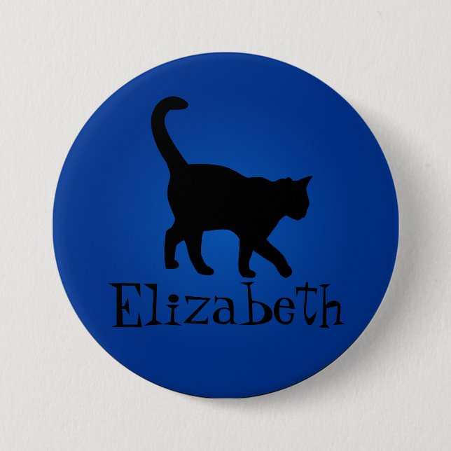 Badge Rond 7,6 Cm Amoureux des chats noir - Mon nom (Devant)