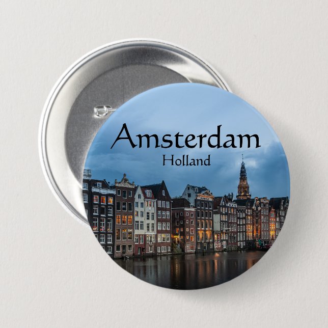 Badge Rond 7,6 Cm Amsterdam Souvenir (Devant & derrière)