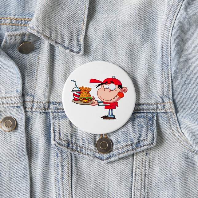 Badge Rond 7,6 Cm Amusant Kid Fast Food Burger, Fries et Boire (Créateur téléchargé)