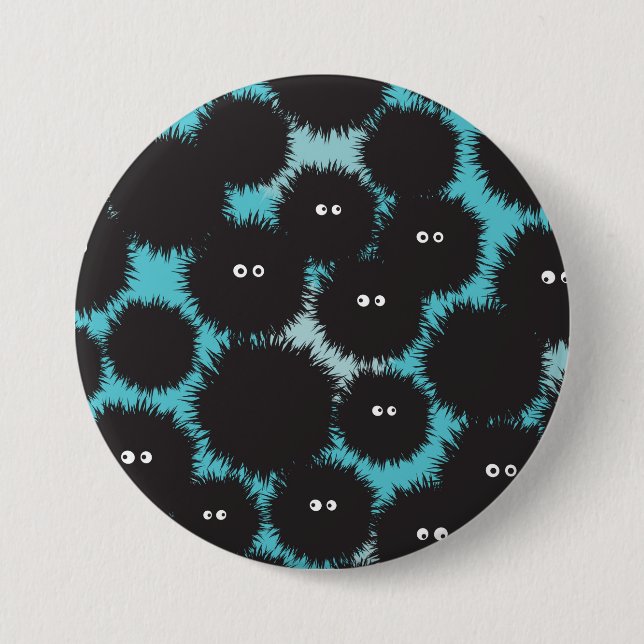 Badge Rond 7,6 Cm Amusant monstres noirs moelleux (Devant)