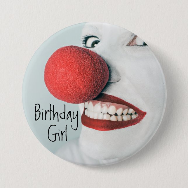 Badge Rond 7,6 Cm Amusant visage clown Anniversaire fille (Devant)