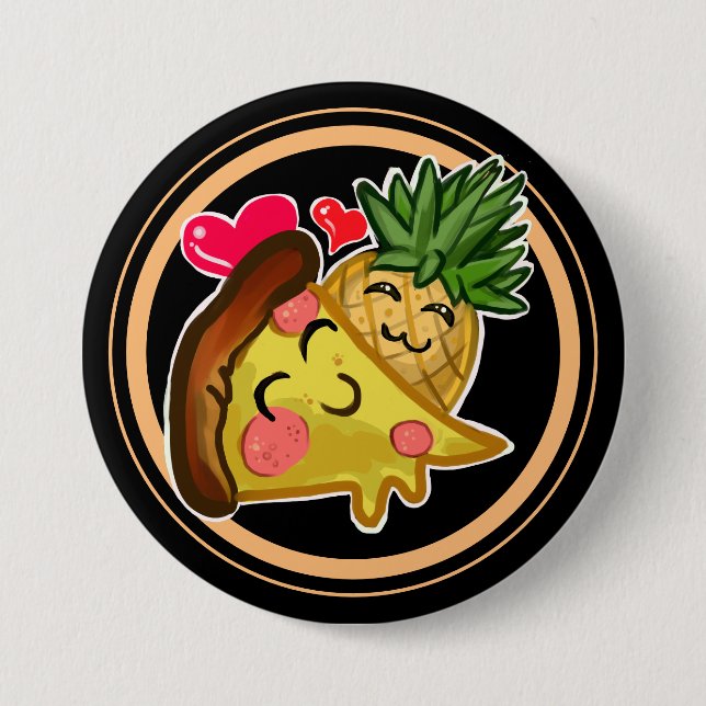 Badge Rond 7,6 Cm Ananas Pizza Love (Devant)