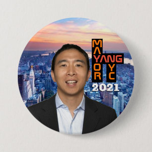 Badge Rond 7,6 Cm Andy Yang pour le maire de New York 2021