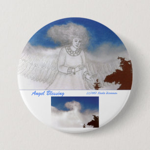 Badge Rond 7,6 Cm Ange bénissant autour du Pin de bouton