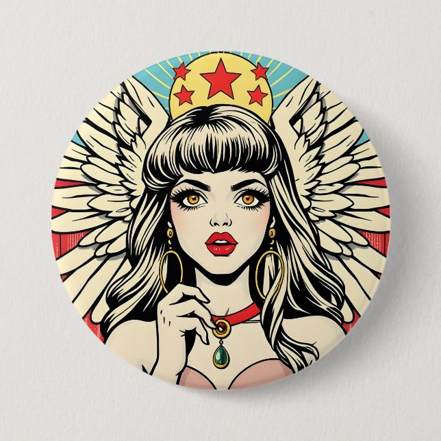 Badge Rond 7,6 Cm Ange gardien (Devant)