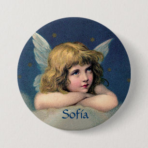 Badge Rond 7,6 Cm Ange Reposant Vintage - Personnaliser - Bouton Ron