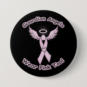 Badge Rond 7,6 Cm Angel du gardien du ruban rose
