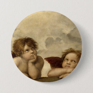 Badge Rond 7,6 Cm Angels Cherubs Raphael Santi Sistine Madonna Sweet