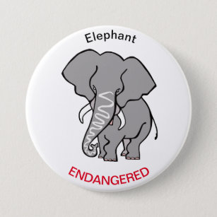 Badge Rond 7,6 Cm Animal en voie de disparition - Eléphant africain 