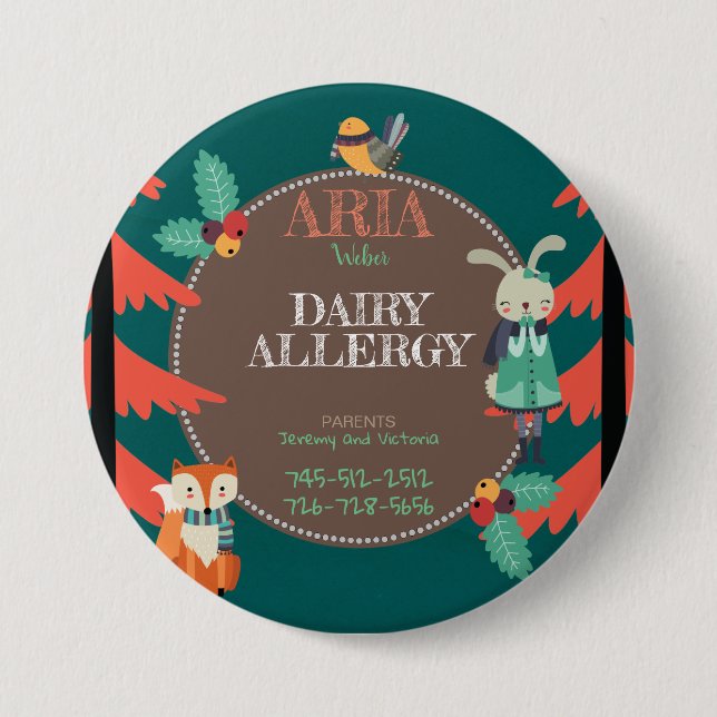 Badge Rond 7,6 Cm Animal mignon d'hiver de région boisée d'allergène (Devant)