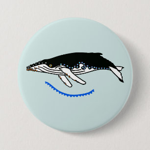 Badge Rond 7,6 Cm Animaux sauvages - Baleine à bosse - Aqua
