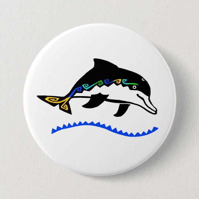 Badge Rond 7,6 Cm Animaux sauvages - DOLPHIN - Océan - Faune - Natur (Devant)