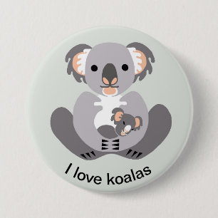 Badge Rond 7,6 Cm Animaux sauvages - J'aime KOALAS - Animaux austral