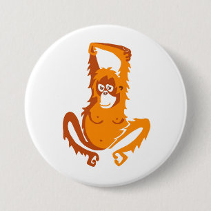 Badge Rond 7,6 Cm Animaux sauvages ORANGUTAN - Graphique animal en v