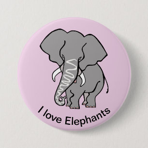 Badge Rond 7,6 Cm Animaux sauvages que j'aime ELEPHANTS - Afrique - 
