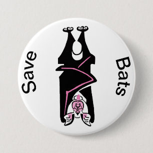 Badge Rond 7,6 Cm Animaux sauvages - Save BATS -Wildlife -Halloween