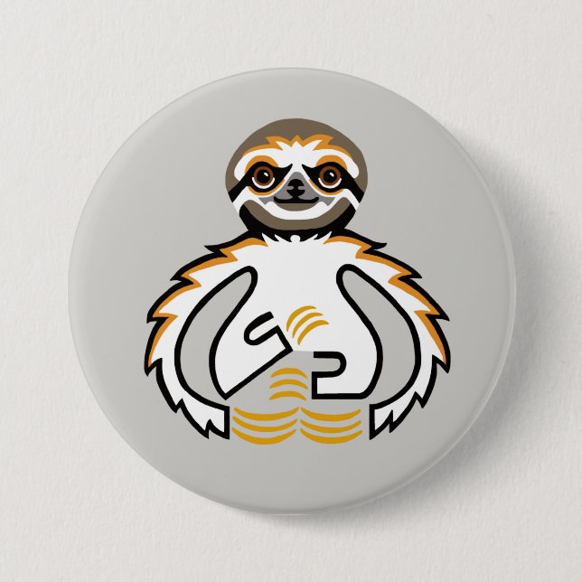 Badge Rond 7,6 Cm Animaux sauvages - SLOTH - Conservation - Nature (Devant)