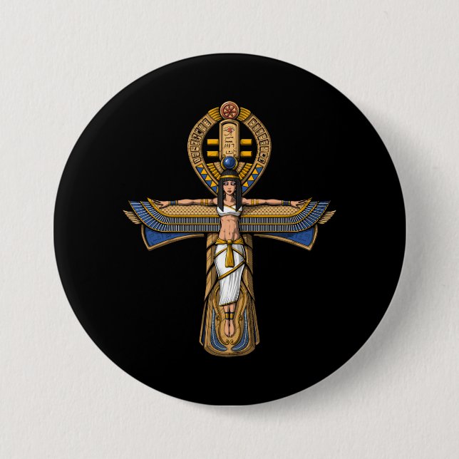 Badge Rond 7,6 Cm Ankh égyptien (Devant)