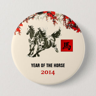Badge Rond 7,6 Cm Année chinoise des boutons de cadeau de cheval