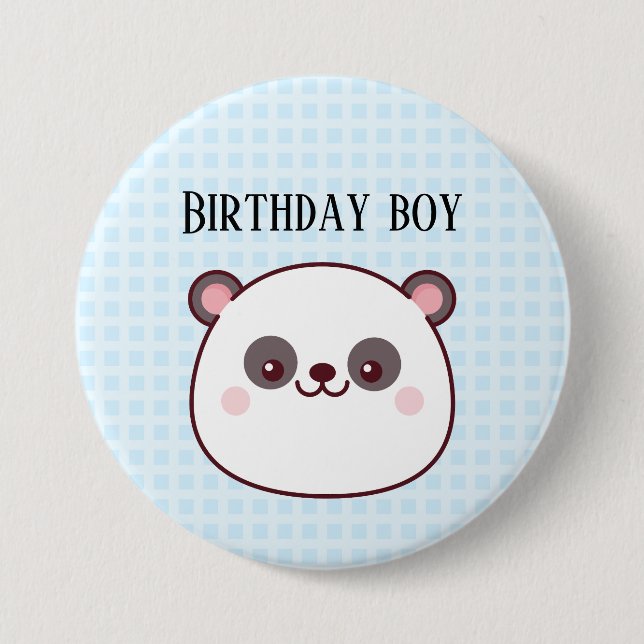 Badge Rond 7,6 Cm Anniversaire Boy Panda Kawaii (Devant)