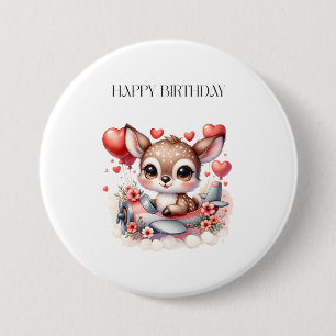 Badge Rond 7,6 Cm Anniversaire de Deer Pilot