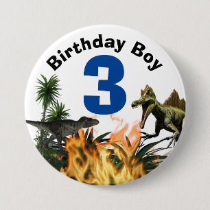 Badge Rond 7,6 Cm Anniversaire de Dinosaur DO-IT-YOURSELF âge t rex