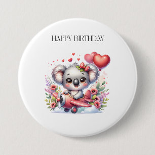 Badge Rond 7,6 Cm Anniversaire de Koala Volant