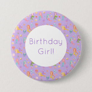 Badge Rond 7,6 Cm Anniversaire de Mermaid