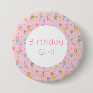 Badge Rond 7,6 Cm Anniversaire de Mermaid