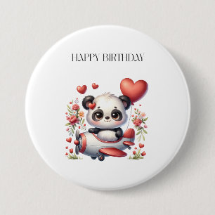 Badge Rond 7,6 Cm Anniversaire de Panda Pilote