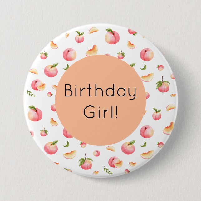 Badge Rond 7,6 Cm Anniversaire de Peach (Devant)